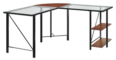 Altra Cruz 59 W Glass Top L Computer Desk, Cherry/Black (9379196COM)
