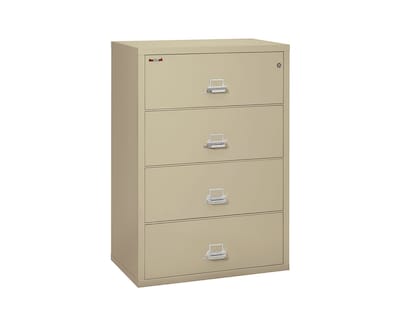 FireKing Classic 4-Drawer Lateral File Cabinet, Fire Resistant, Letter/Legal, Parchment, 37.5W (4-3