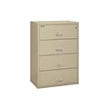 FireKing Classic 4-Drawer Lateral File Cabinet, Fire Resistant, Letter/Legal, Parchment, 37.5W (4-3