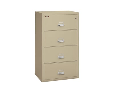 FireKing Classic 4-Drawer Lateral File Cabinet, Fire Resistant, Letter/Legal, Parchment, 31.18W (4-