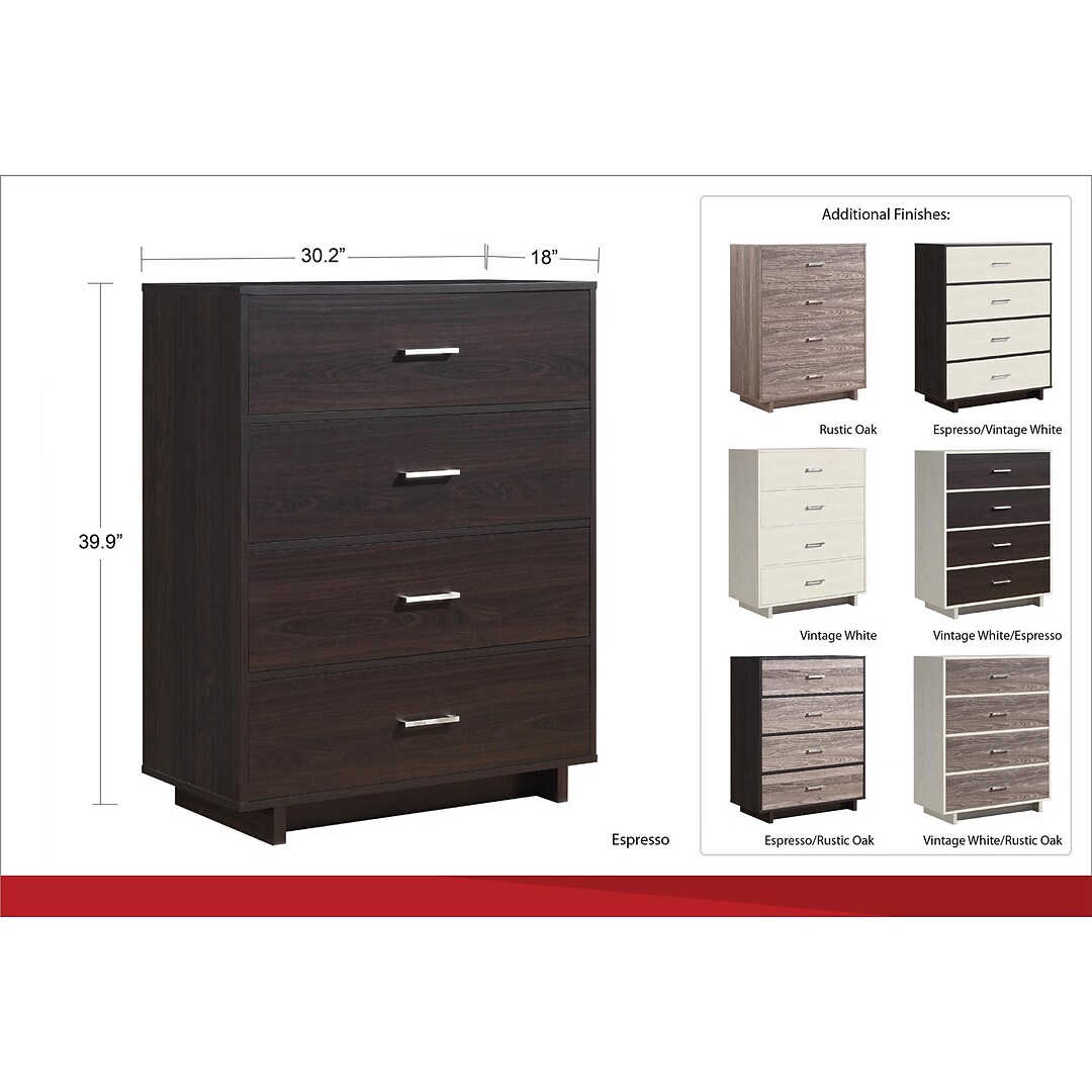 Ameriwood Home Colebrook 4 Drawer Dresser Weathered Oak