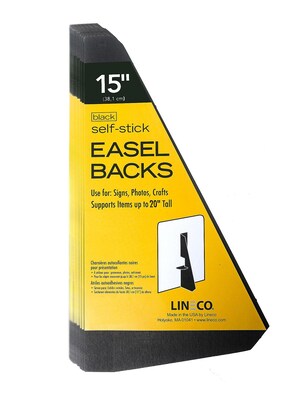 Lineco Single Wing Self-Stick Easel Backs, Size 15, Black, 50 Per Pack (PK2-328-3335)