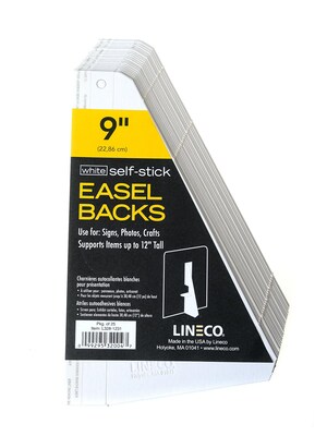 Lineco Single Wing Self-Stick Easel Backs, Size 9", White, 100 Per Pack (PK4-L328-1231)