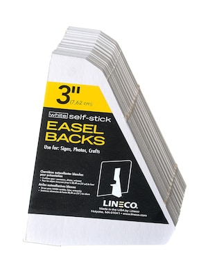 Lineco Single Wing Self-Stick Easel Backs, Size 3, White, 50 Per Pack (PK2-L328-1233)