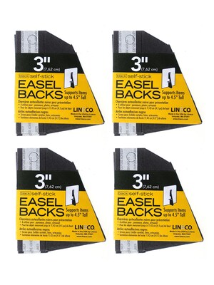Lineco Single Wing Self-Stick Easel Backs, Size 3, Black, 100 Per Pack (PK4-328-3333)