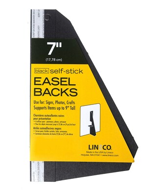Lineco Single Wing Self-Stick Easel Backs, Size 7", Black, 100 Per Pack (PK4-328-3330)