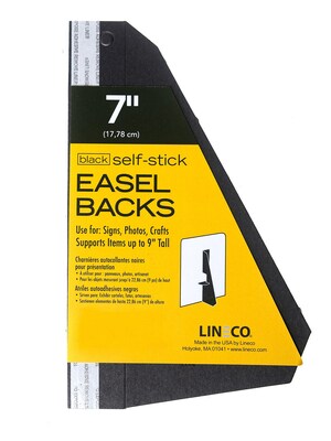 Lineco Single Wing Self-Stick Easel Backs, Size 7, Black, 100 Per Pack (PK4-328-3330)