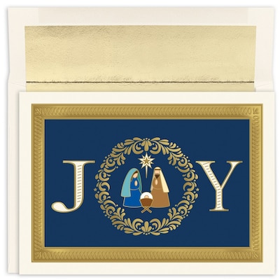 JAM Paper® Christmas Cards Boxed Set, Joy Nativity, 16/Pack