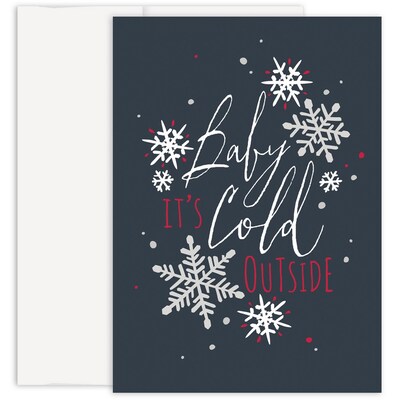 JAM Paper® Christmas Cards Boxed Set, Baby Its Cold, 12/Pack