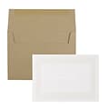 JAM Paper® Thank You Card Sets, Pearl Border Card with Kraft Envelopes, 25/Pack