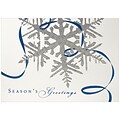 JAM Paper® Blank Christmas Cards Boxed Set, Silver Snowflake Seasons Greetings, 25/Pack