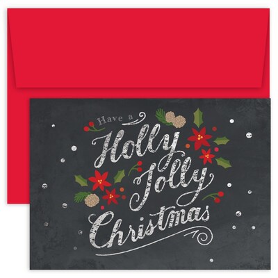 JAM Paper® Christmas Cards Boxed Set, Have A Holly Jolly Christmas, 18/Pack