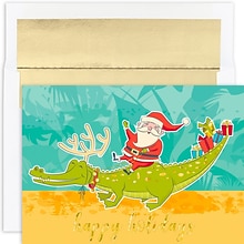 JAM Paper® Christmas Cards Boxed Set, Santa & Gator, 18/Pack