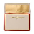 JAM Paper® Christmas Cards Boxed Set, Seasons Greetings with Red and Gold Border & Gold Matte Envelopes, 25/Pack