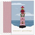 JAM Paper® Christmas Cards Boxed Set, Striped Lighthouse, 18/Pack