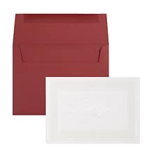 JAM Paper® Thank You Card Sets, Pearl Border Card with Dark Red Envelopes, 25/Pack