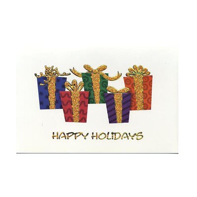 JAM Paper® Christmas Cards Boxed Set, Modern Happy Holidays Presents, 10/Pack