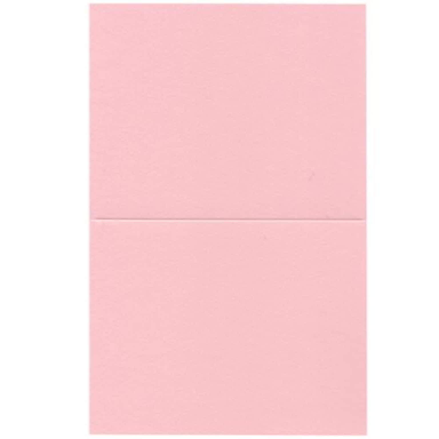 JAM Paper® Blank Foldover Cards, 4 3/8 x 5 7/16 (Fits in A2 Envelopes), Baby Pink Base, 25/Pack