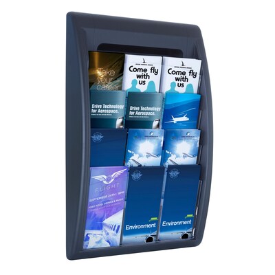 Paperflow Quick Fit Systems Wall Mounted Literature Display, Four Pockets, 1/3 Letter x3, Black (4060US.01)