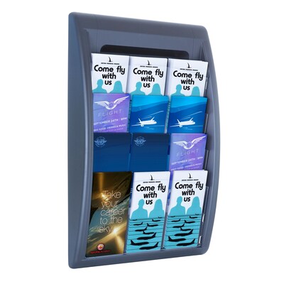 Paperflow Quick Fit Systems Wall Mounted Literature Display, Four Pockets, 1/3 Letter x3, Charcoal (4060US.11)