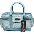 Everything Mary Deluxe Store & Tote Organizer 13.5X10X8-Aqua & White Floral W/Aqua Trim