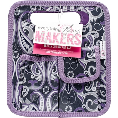 Everything Mary Makers Desktop Tote 8.75X7.75X5-Gray & Purple Paisley W/Purple Trim