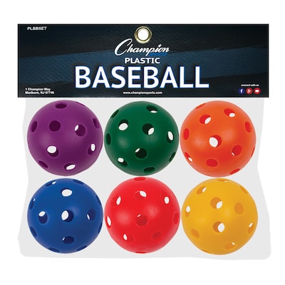 Plastic Balls, Baseball size, Set of 6