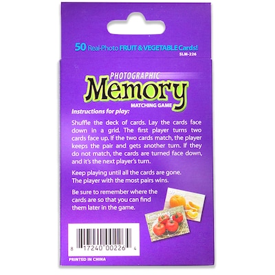 Stages Learning Materials Fruit & Vegetables Photographic Memory Matching Game, 3 Packs, Pre-K+ (SLM226BN)