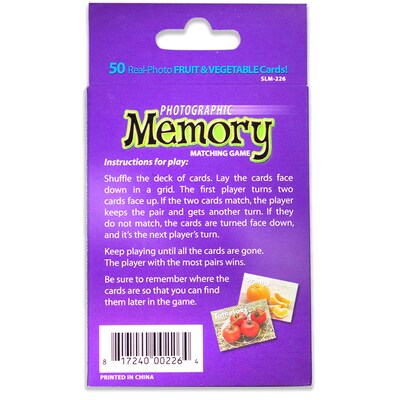 Stages Learning Materials Fruit & Vegetables Photographic Memory Matching Game, 3 Packs, Pre-K+ (SLM226BN)