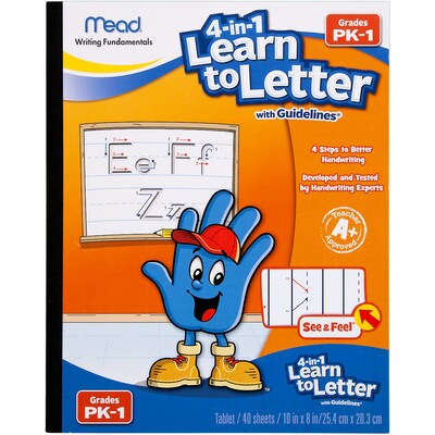 Mead 4-in-1 Learn to Letter 8" x 10" Primary Writing Tablet, Multicolored (MEA48112)
