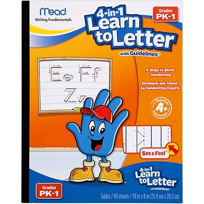 Mead 4-in-1 Learn to Letter 8 x 10 Primary Writing Tablet, Multicolored (MEA48112)