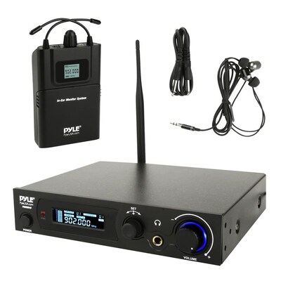 Pyle 93598931M In-Ear Monitor & Receiver System, Stage Performance Selectable Audio Frequency Kit Black