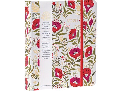 2020 RSVP 7 x 8.5 Planner, High Note, Dinaras Red Floral in Gold (CHH-0703)