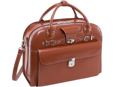 McKleinUSA Roseville W Series Leather Check-Point Friendly Briefcase, Brown (96644)