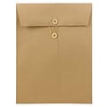 JAM Paper 9 x 12 Open End Catalog Envelopes with Button and String Closure, Brown Kraft Paper Bag, 2