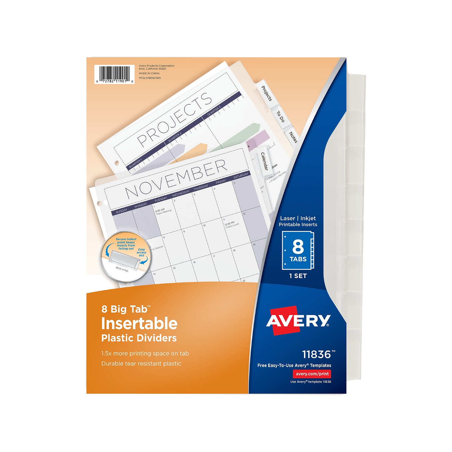 Avery Big Tab Blank Plastic Divider, 8-Tab, Clear, 1 Set per Pack (11836)
