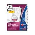 Avery Ready Index Table of Contents Paper Dividers, 1-15 Tabs, White, 6 Sets/Pack (11825)