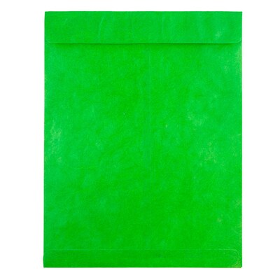 JAM Paper Tyvek Open End Clasp #13 Catalog Envelope, 10 x 13, Lime Green, 10/Pack (V021381B)
