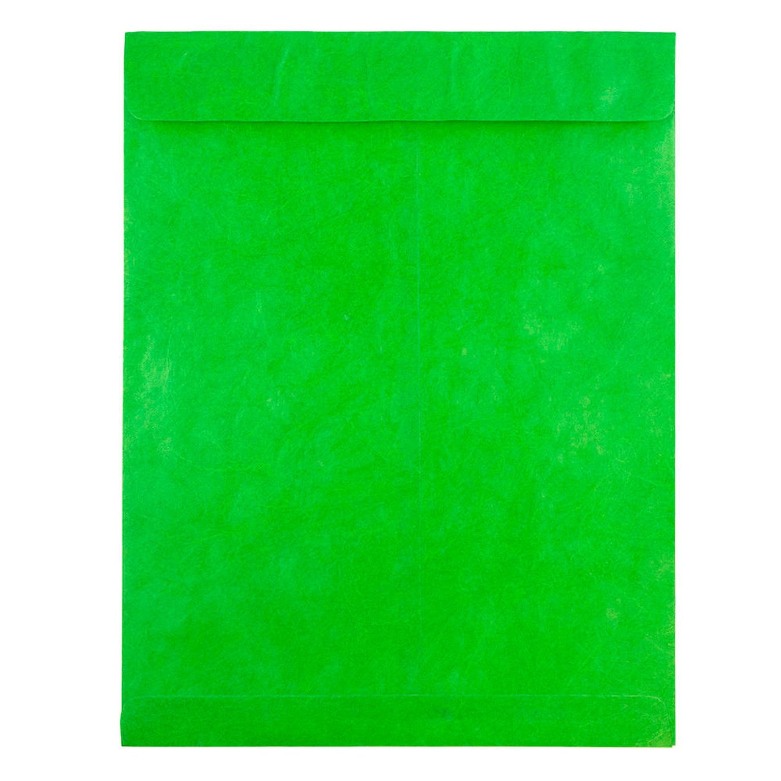 JAM Paper Tear-Proof Tyvek Open End Catalog Envelopes, 10 x 13, Lime Green, 25/Pack (V021381)