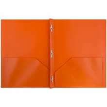 JAM Paper POP 2-Pocket Plastic Folders with Fastener, Orange, 96/Pack (382ECOR)