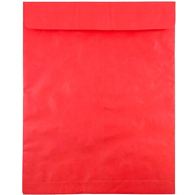 JAM Paper Tyvek Open End Clasp Catalog Envelope, 11 1/2 x 14 1/2, Red, 10/Pack (V021388B)