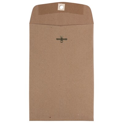 JAM Paper 6 x 9 Open End Catalog Envelopes with Clasp Closure, Brown Kraft Paper Bag, 100/Pack (5631