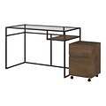 Bush Furniture Anthropology 48 Writing Desk with 2 Drawer Mobile File Cabinet, Rustic Brown Embossed (ATH004RB)