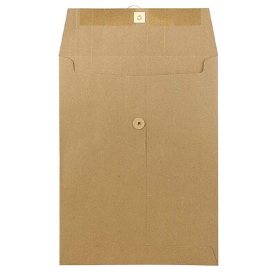 JAM Paper® 9 x 12 Open End Catalog Envelopes with Button and String Closure, Brown Kraft Paper Bag,
