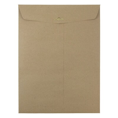 JAM Paper 9 x 12 Kraft Open End Catalog Envelopes with Clasp Closure, Brown Kraft Paper Bag, 100/Pac
