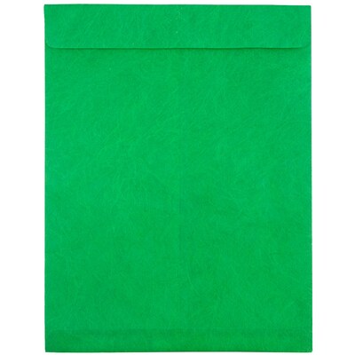 JAM Paper Tyvek Open End Clasp #13 Catalog Envelope, 10 x 13, Green, 10/Pack (V021379B)