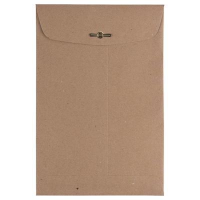 JAM Paper 6 x 9 Open End Catalog Envelopes with Clasp Closure, Brown Kraft Paper Bag, 100/Pack (5631