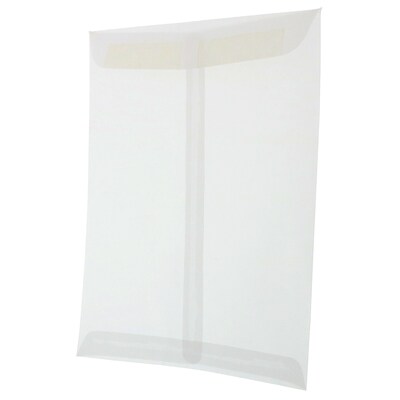 JAM Paper 9 x 12 Open End Catalog Translucent Vellum Envelopes, Clear, 100/Pack (2851376)