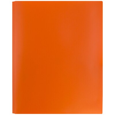 JAM Paper POP 2-Pocket Plastic Folders with Fastener, Orange, 96/Pack (382ECOR)