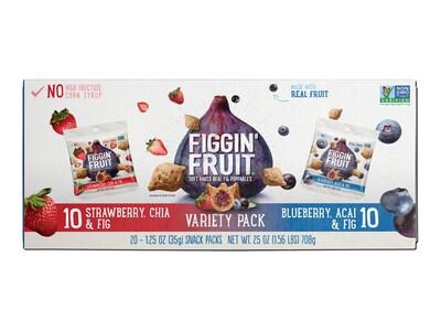 Figgin Fruit Cookies, Blueberry Acai and Strawberry Chia, 1.25 oz., 20/Carton (HLR22246)